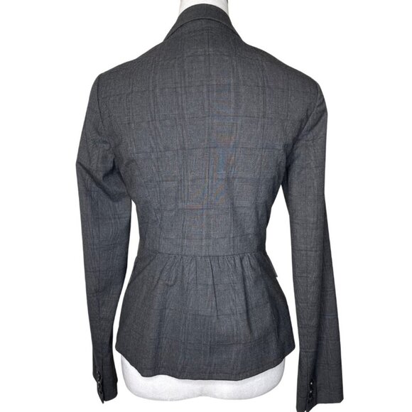 Banana Republic Dark Grey Plaid Lightweight Peplum Back Career Occasion Size 4 - Picture 3 of 6